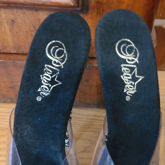 NEW NWT! PLEASER ADORE 701FL MOTIF CLEAR SLIDE PRINT PLATFORM SPIKE HEELS sz 10 - Picture 5 of 6